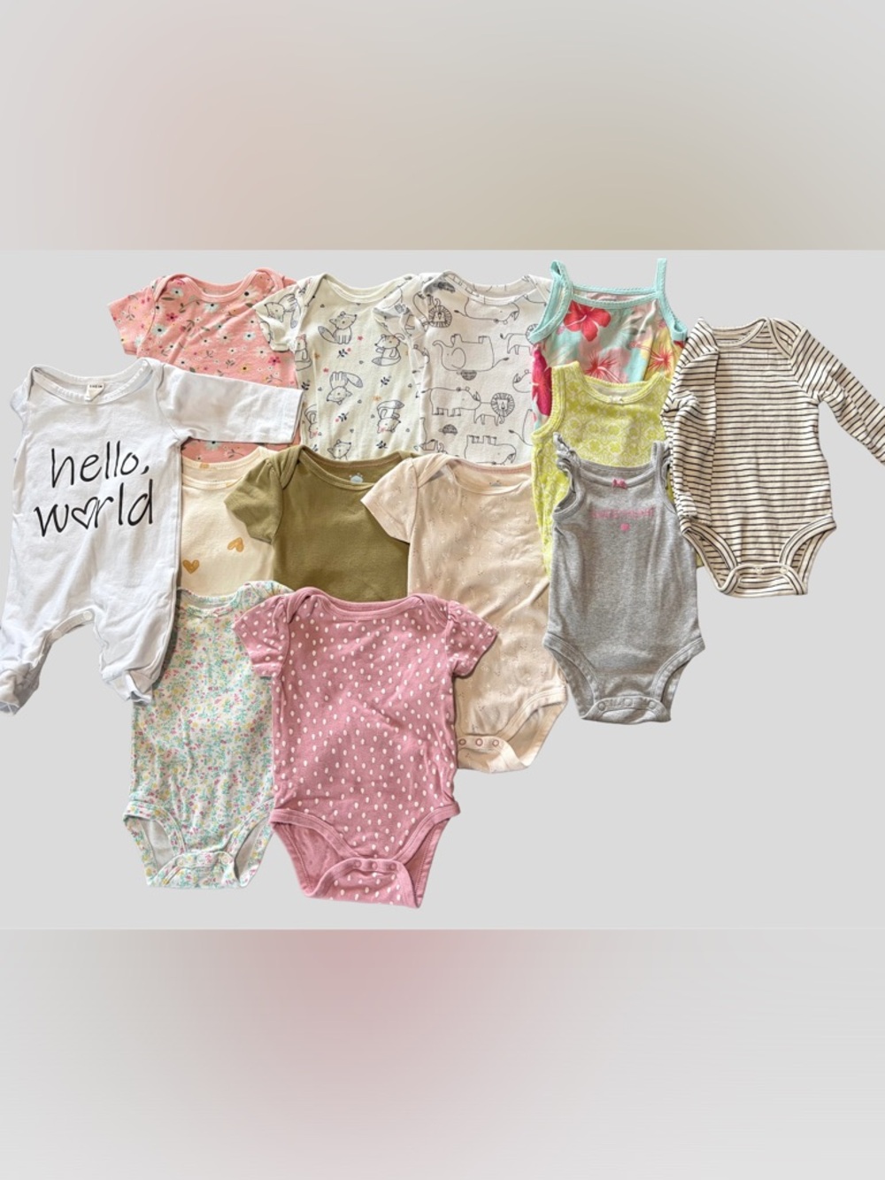 Baby Girl 3M Onesie Bundle Lot of 13 Mixed Prints Short Sleeve Cute